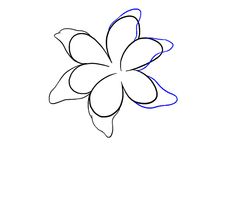 a drawing of a flower with blue lines on the petals and bottom part of it