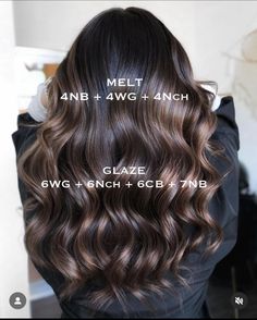 Shades Eq Formulas Brunettes, Brunette Balayage Hair Dark, Chocolate Brunette Hair Color, Toning Formulas, Brunette Ombré, Shades Formulas, Dark Lowlights, Chocolate Brunette Hair