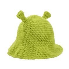 Embrace the whimsical charm of Shrek with this green crochet bucket hat featuring 3D ogre ears and a woven S patch. Universally appealing, it's one size fits most, measuring at 59 cm. Crafted with high-quality acrylic yarn, this officially licensed hat demands attention. Hand wash it in cold water and lay it flat to dry for easy care, ensuring this unique accessory remains a standout choice for Shrek enthusiasts. Crochet Bucket, Green Crochet, Crochet Bucket Hat, Shrek, Accessories Unique, Acrylic Yarn, Bucket Hat, Cold Water, Hand Wash