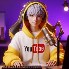 a person sitting at a desk with a keyboard and headphones in front of them