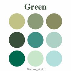 the color scheme for green is shown in different shades