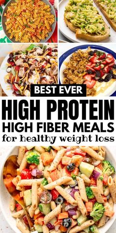 High Protein High Carb Meal Prep, Low Cal High Fiber Foods, Hi Protein Diet Plan, Super High Protein Foods, Foods High In Protein And Fiber, High Protein And Fibre Meals, High Protein Diet Meal Plan, High Protein Diets For Women, Low Calorie High Fiber Recipes