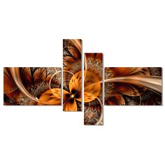 an abstract painting with orange and brown flowers