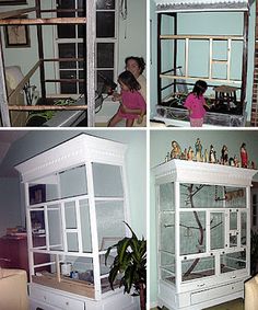 four different pictures of the inside of a doll house