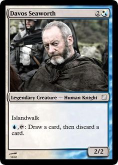 a card from the game of thrones showing an image of a man with grey hair and beard