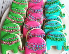 10 /mehndi Candles Mega Tea Light With Eight Hour Burn Time/mehndi Favors/ Wedding Favors/pooja/stocking Stuffers, Diwali Candles - Etsy Elephant Sugar Cookies, Shabby Chic Cookies, Elephant Centerpieces, Elephant Baby Shower Favors, Baby Shower Sweets, Elephant Cookies, Wedding Cake Cookies, Cookies Sugar