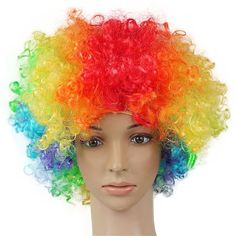 Category:Synthetic Wig; Gender:Women's; Wig Type:Cosplay Wig; Occasion:Cosplay Costumes,Birthday,Party  Evening,Party / Evening,Daily Wear; Age Group:Adults; Color Shade:Blonde,Blue,Dark Brown,Red,Yellow,Purple,Green,Multi-color,Pink; Hair Material:Synthetic Hair; Cap Construction:Machine Made; Texture:Curly; Length:Short; Features:Soft,Comfy,Fashion,Easy to Carry,Cosplay; Heat Resistant:Yes; Listing Date:12/22/2023; Cap Circumference:; Front to Back:; Nape of Neck:; Side to Side Across Forehead Afro Hair Wigs, Parade Costumes, Clown Wig, Coming Out Party, Pride Party, Costume Masquerade, Musica Disco, Halloween Skirt, Gay Pride Parade