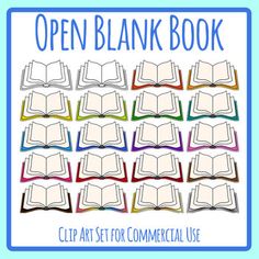 open blank book clip art set for commercial use