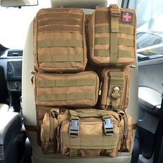 PRICES MAY VARY. 🚗 Universal Fitment - Universal Tactical Seat ​Back Organizer for All Vehicel Such as Jeep,Truck,SUV, Car, Ford,Chevy,Toyota etc. 🚗 Multifunctional Storage - Design with 5 Molle bags on the back to help you store tactical gear & personal items and save space. Difference sizes of Molle bags help you classify your items so easily.you can set the Tactical Seat ​Back Organizer according to your own habits and need. 🚗 Great storage solution - Provide Great storage solution for car Tactical Gifts, Car Camping Organization, Camping Gear Storage, Auto Ford, Tactical Sling Bag, Seat Back Organizer, Truck Organization, Sleeping Bag Storage, Combat Clothes