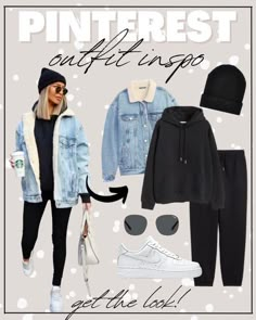 Oversized Sherpa Denim Jacket Outfit, Jumper And Denim Jacket Outfit, Sweatshirt Jean Jacket Outfit, Winter Outfit Jean Jacket, Hoodie Under Denim Jacket, Outfit With Oversized Jean Jacket, Jean Jacket With Sherpa Outfit, Denim Winter Jacket Outfit, Sherpa Jacket Outfit Denim