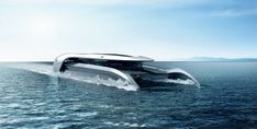 a futuristic boat in the middle of the ocean