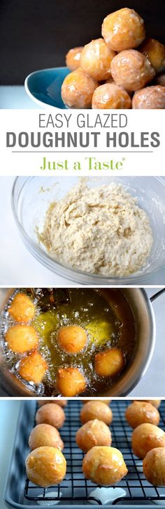 the doughnut holes are being cooked in an oven and then placed on a cooling rack