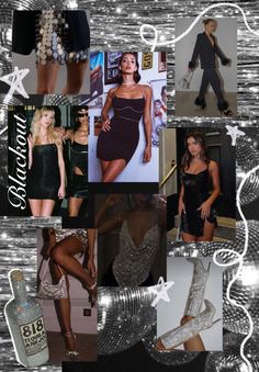 the collage shows many different pictures of women in dresses and heels, including one woman wearing