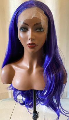 Purple Synthetic Hair Wigs Long Straight Hair Natural Dark Purple Color Wig | Lavish Lace Wigs