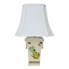 a white lamp with a pineapple design on it