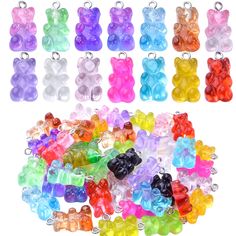 many different colored gummy bears are shown