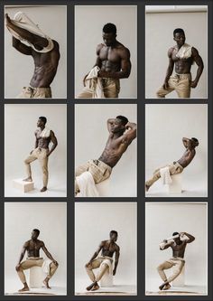 multiple shots of a man posing in different poses