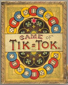 the game of tike - tok is shown in an old book with dices and