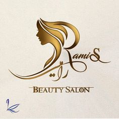 a woman's face with long hair and the words beauty salon written on it