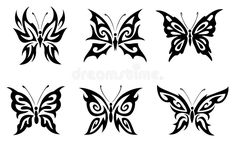 six different butterfly designs on white background royalty illustration