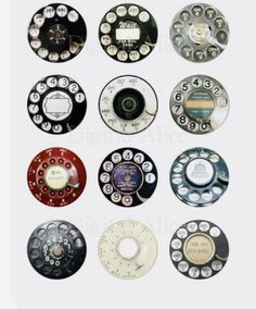 an assortment of different types of telephones and dials from the 1950's to 1970's