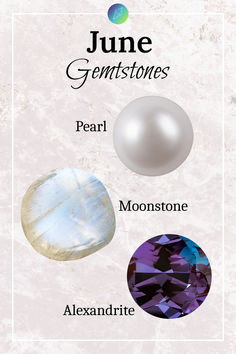 Moonstone, Pearl, and Alexandrite. ✨ #birthstones #birthstonesbymonth #junegemstones #gemstonesforjune #junebirthstone #gemstones Alexandrite Meaning, June Gemstone, Birthstones By Month, Painting References, Crystal Altar, Gemstone Meanings, Colored Stone, Zodiac Art, June Birthstone