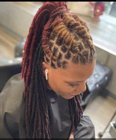 Loc Styles For Women With Long Locs, Medium Long Loc Styles, Business Casual Loc Styles, Half Up Half Down Loc Ponytail, Long Loc Styles For Women, Casual Loc Styles, High Ponytail Dreadlocks, Womens Dreadlock Styles, Dreadlock Mohawk Women