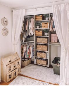 an instagram page with a closet full of clothes and other items on it's shelves