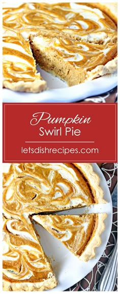 pumpkin swirl pie with a slice cut out