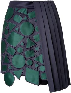 Mary Katrantzou Wool Jumbar Mini-Skirt in Green Unique Skirts Design, Fashion Illustration Face, Skirt Inspiration, Unique Skirts, Skirt Wool, Fashion Model Poses, Embroidered Blouse Designs, Mary Katrantzou, Fancy Dress Design