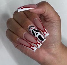 #Halloweennails Acrylic Nails Coffin Ombre, Blood Nails, Horror Nails, Holloween Nails, Halloween Acrylic Nails, Hard Nails, Gel Acrylic Nails, Fancy Nails Designs, Drip Nails