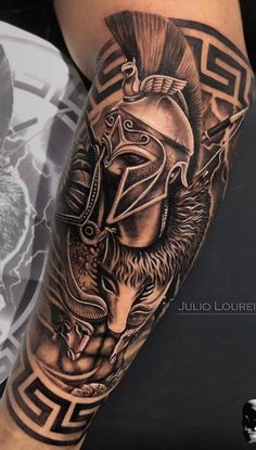 Leg Tattoos For Men, Back Of Leg Tattoos, Greek God Tattoo, Gear Tattoo, Unique Half Sleeve Tattoos, Roman Tattoo, Lower Arm Tattoos