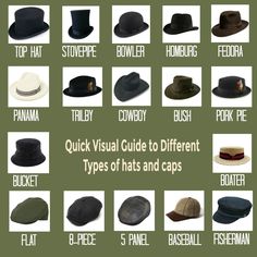 Gentlemen Etiquette, Different Types Of Paper, Types Of Caps, Types Of Paper, Steampunk Top Hat, Paper Hats, Country Hats