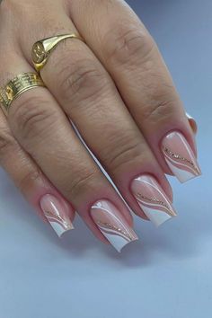 Glitter French Nails, Bridal Nails Designs, Fancy Nail Art, Kit Manicure, Manicure Nail Designs, French Manicure Nails