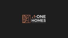 the one homes logo is shown on a black background with an orange and white stripe