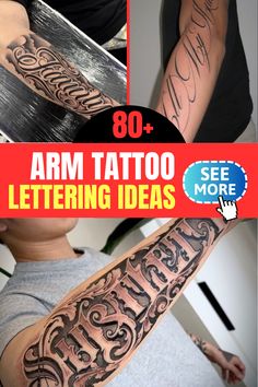 arm tattoo designs for men and women with the words arm tattoos on both sides of their arms