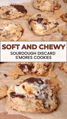 soft and chewy sourdough discard s'mores cookies