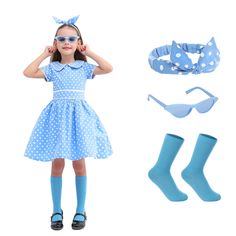 PRICES MAY VARY. 👗 The Retro Girls 50s Dress Costume Package Included---A polka dot dress for girls, an elastic bowknot headband, a pair of glasses with lenses, a pair of mid length socks. Exquisite colored gift box packaging, perfect for birthday, Thanksgiving, Christmas and New Year gifts! 👗 Fabrics & Details Of The Girls Polka Dot Dress---The 1950s dress for girls is made of 100% high quality pure cotton (excluding white mesh). The girls rockabilly dress is featured with round neckline pete Lucille Ball Costume, Vintage Tea Party Dresses, Girls Vintage Dress, 50s Outfit, 50s Costume, 1950s Girls, Girls Polka Dot Dress, Picture Day Outfits, Alice In Wonderland Dress