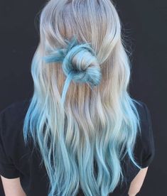 Blue And Blonde Hair, Blue Balayage, Pride Hair, Light Blue Hair, Cute Hair Colors, Teal Hair