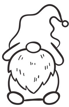 a black and white drawing of a gnome