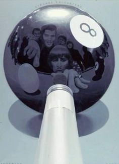 a black and white object with pictures on it