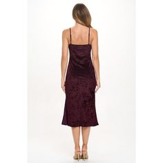 The Charlotte Velvet Cami Midi Slip Dress is a luxurious piece available in both black and burgundy, crafted from soft velvet fabric that offers a sleek and elegant look. It features a side slip that adds a subtle touch of allure and adjustable straps for a personalized fit, making it versatile enough for both casual and formal occasions. The combination of its timeless silhouette and rich color options ensures its a wardrobe staple for effortless style. Machine washable. Made in USA. Slip Midi Dress, Velvet Cami, Midi Slip Dress, Ballet Dress, Maxi Slip Dress, Women Midi, Soft Velvet, Velvet Fabric, Formal Occasion