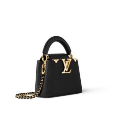 LOUIS VUITTON® - Capucines Nano - Black Designer Shoes And Bags, Top 10 Luxury Handbags, Luxury Purses Louis Vuitton, Lv Bag Black, Black Lv Bag, Louis Vuitton Black Bag, Expensive Presents, Expensive Accessories, Louis Vuitton Bag Black