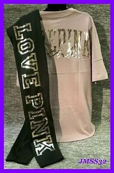 Trendy Fashion Victoria's Secret Pink Bling Varsity Tee Shirt + Leggings Set Lilac Black L XL , Women's Cothing Victroia Secret Leggings, Varsity Tee, Varsity Tees, Pink Bling, High Waist Leggings, Leggings Set, High Waisted Leggings, Fashion Tops, Victoria's Secret Pink