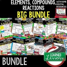 the big bundle of elements, compoundions, and fractions with text on it