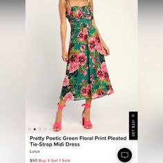 Brand New Green Floral Midi Dress. Never Worn! I Normally Fit Into Lulus Medium, This Was Just To Tight In The Bust! Beautiful Print Perfect For Summer Wedding Or Beach Vacation! Green Floral Midi Dress, Dresses Lulus, New Green, Lulu Dresses, Floral Midi Dress, Beach Vacation, Summer Wedding, Colorful Dresses, Midi Dress