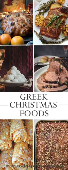 the cover of greek christmas foods, with pictures of different food items and desserts