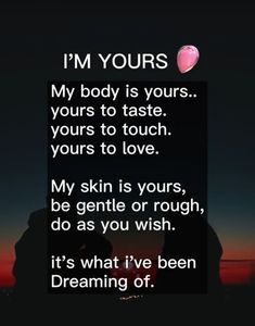 two people standing next to each other with the words i'm yours