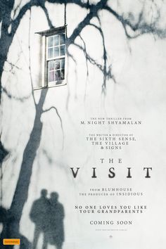 a movie poster with the shadow of two people standing in front of an open window