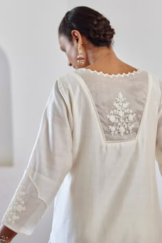 Buy Amisha Kothari Ivory Chanderi Silk Silk Organza Safina Floral Embroidered Kurta Set Online | Aza Fashions Elegant White Blouse Piece With Intricate Embroidery, Elegant White Embroidered Blouse Piece, Classic White Sets For Eid, White Cotton Silk Blouse With Resham Embroidery, White Resham Embroidery Cotton Silk Blouse Piece, Designer White Blouse Piece With Chikankari Embroidery, White Blouse Piece With Chikankari Embroidery, White Cotton Blouse Piece For Wedding, Wedding Cotton Kurta With Lace Work